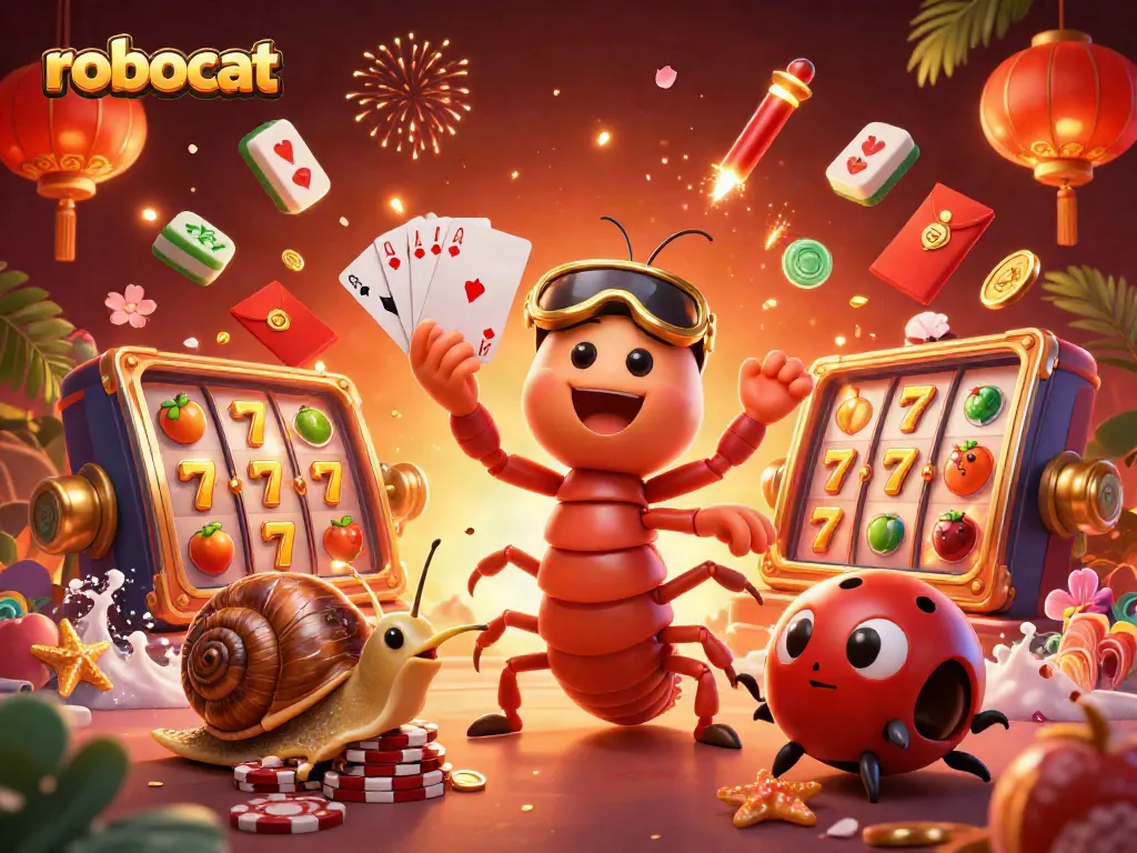 Engage with robocat's thrilling casino experience featuring dynamic slot reels and vibrant game elements.